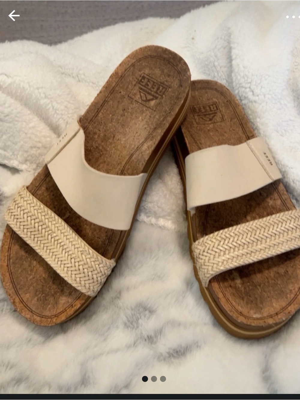 Reef Women’s Cream Slide Sandals with Woven Strap